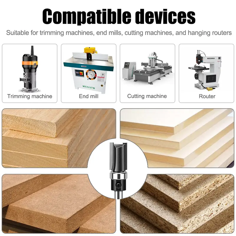 1pc 6mm 1/4"Shank Bearing Straight Router Bit Copy Trimming Cutter Line Cutter Trimming Machine Milling Cutter Woodworking Tools - Image 3