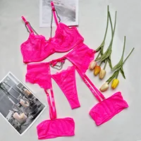 Lingerie sous-vêtements soutiens-gorge ensembles dentelle jarretière Lingerie femmes intimes 2024 soutien-gorge à armatures et culotte tongs dames ensemble de sous-vêtements 5