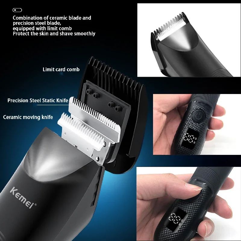 Kemei Groin Body Hair Trimmer Men Women Face Beard Trimer Rechargeable Pubic Ball Shaver Electric Body Groomer Showerproof