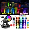 6W Outdoor 16 Color LED Garden Lawn Lights with Remote Control Landscape Lighting Flood Lamp Waterproof RGB+Warm White Spotlight 1