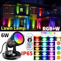 6W Outdoor 16 Color LED Garden Lawn Lights with Remote Control Landscape Lighting Flood Lamp Waterproof RGB+Warm White Spotlight 1