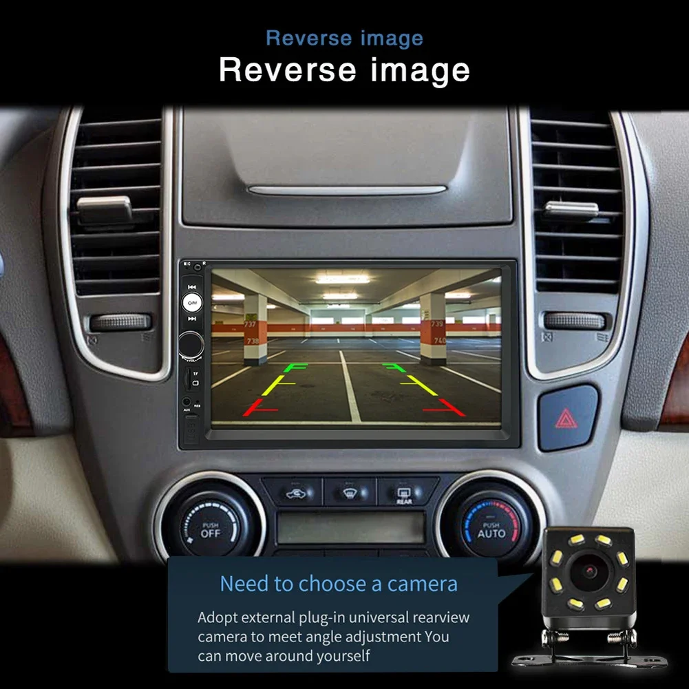 7in Car FM Radio Carplay Function Auto Radio Multimedia Player Universal Car Entertainment System LCD Screen for Cars SUV Trucks