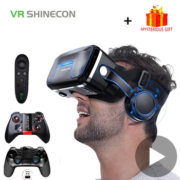 VR Shinecon 10.0 헬멧, 스마트폰 고글 헤드셋 바이어 비디오 게임 쌍안경, 3D 가상 현실 안경