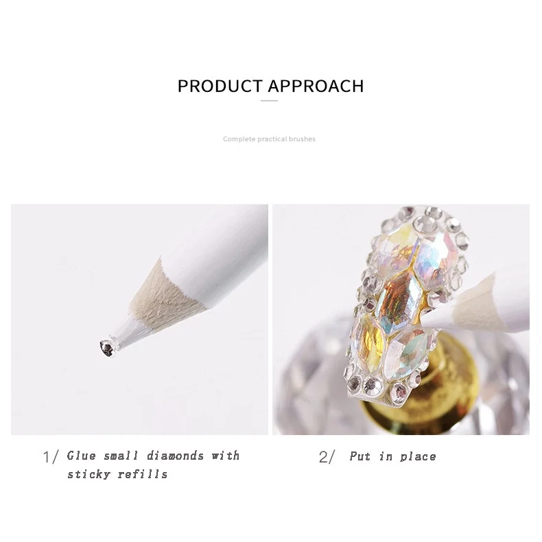 Description Picture 6 of item20/5Pcs Rhinestone Picker Dotting Pencil White Wax Pen for Picking Up Stones Crystal Bead Applicator Nail Art Decoration Tools