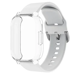 Silicone Strap with Case for Smart Watch, 22mm, Compatible with Watch 5 Active Lite (White transparent)