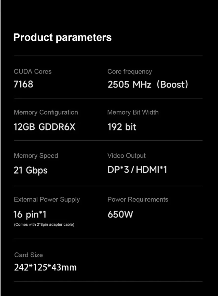 Description Picture 4 of itemMSI RTX 4070 SUPER 12G VENTUS 2X OC Graphics Card rtx 4070 rtx 4070 super GDDR6X 192Bit 12GB Video Card GPU placa de vídeo