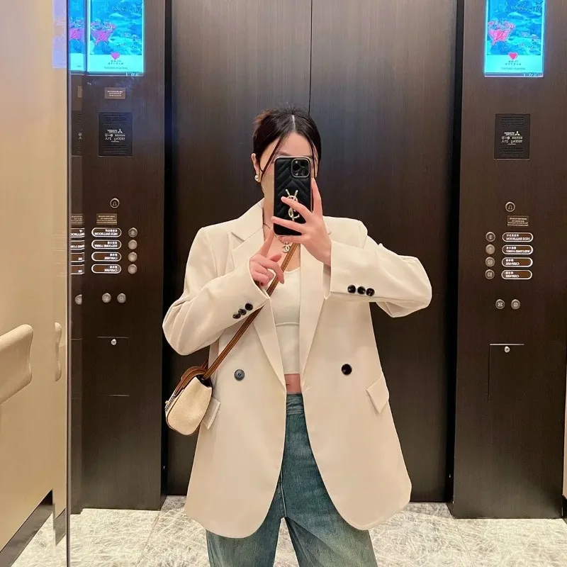 

UNXX Spring Autumn Vintage Casual Short Blazers Jacket Commuting Solid Loose Single Breasted Suit Collar Jackets Blazer Women
