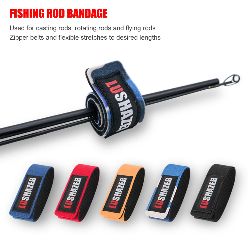 5PCS Fishing Rod Wrap Tie Holder Strap Band Fastener Hook Loop