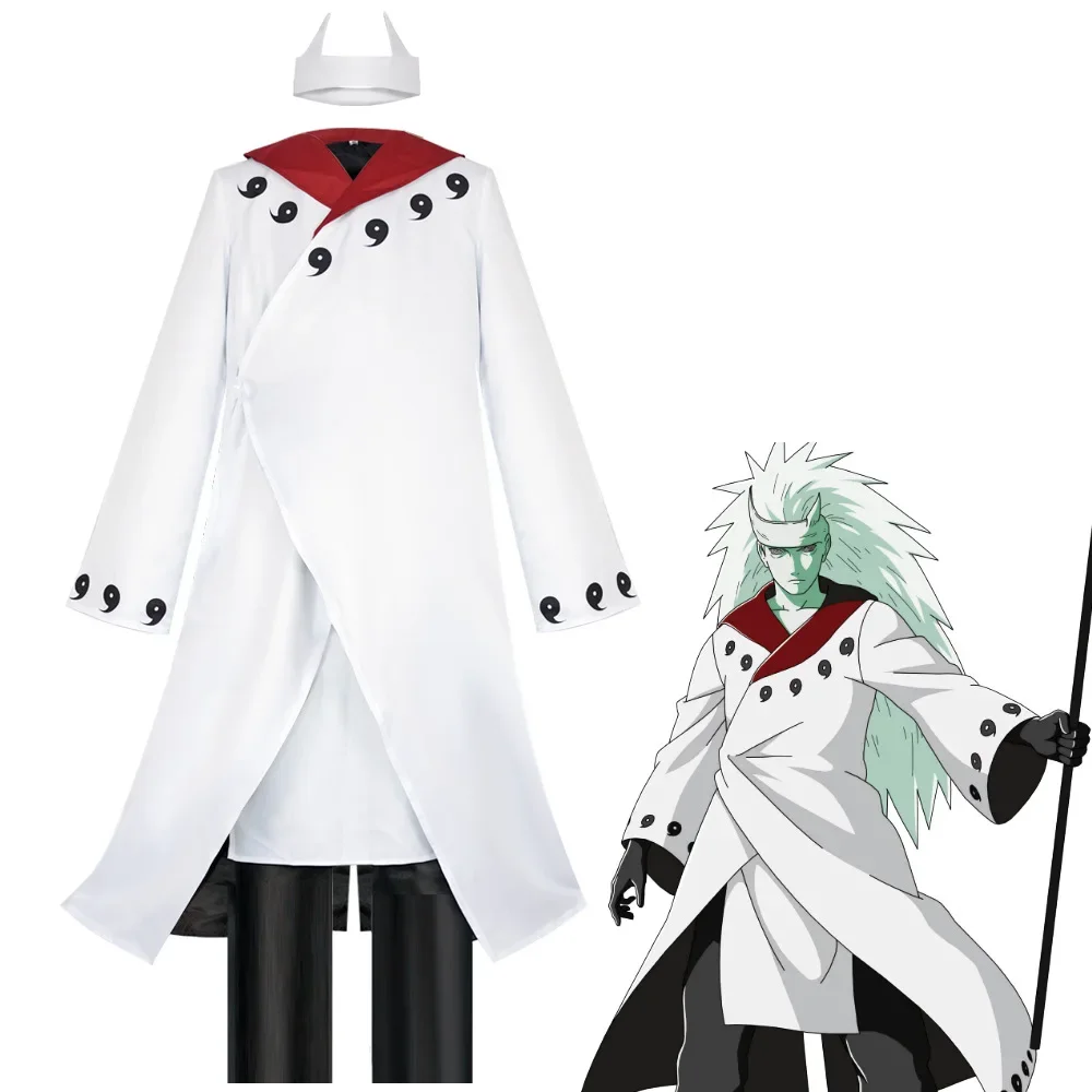 

Белое пальто Uchiha Madara ootuuki Hagoromo Аниме Косплей искусственное Хэллоуин мужские женские костюмы халат костюмы
