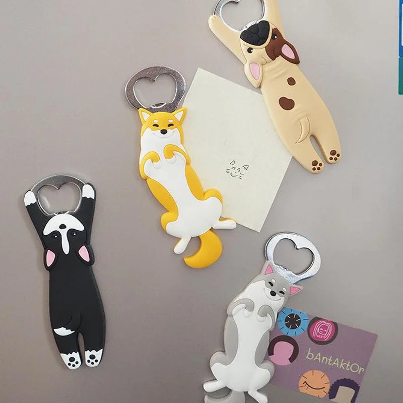 Magnetic Fridge Magnets Magnetic Fridge Stickers Refrigerator Decor Magnetic Refrigerator Bottle Opener Cartoon Akita Bullfight Cat Dog Beer Bottle Opener Ccat Magnetic Refrigerator Decoration