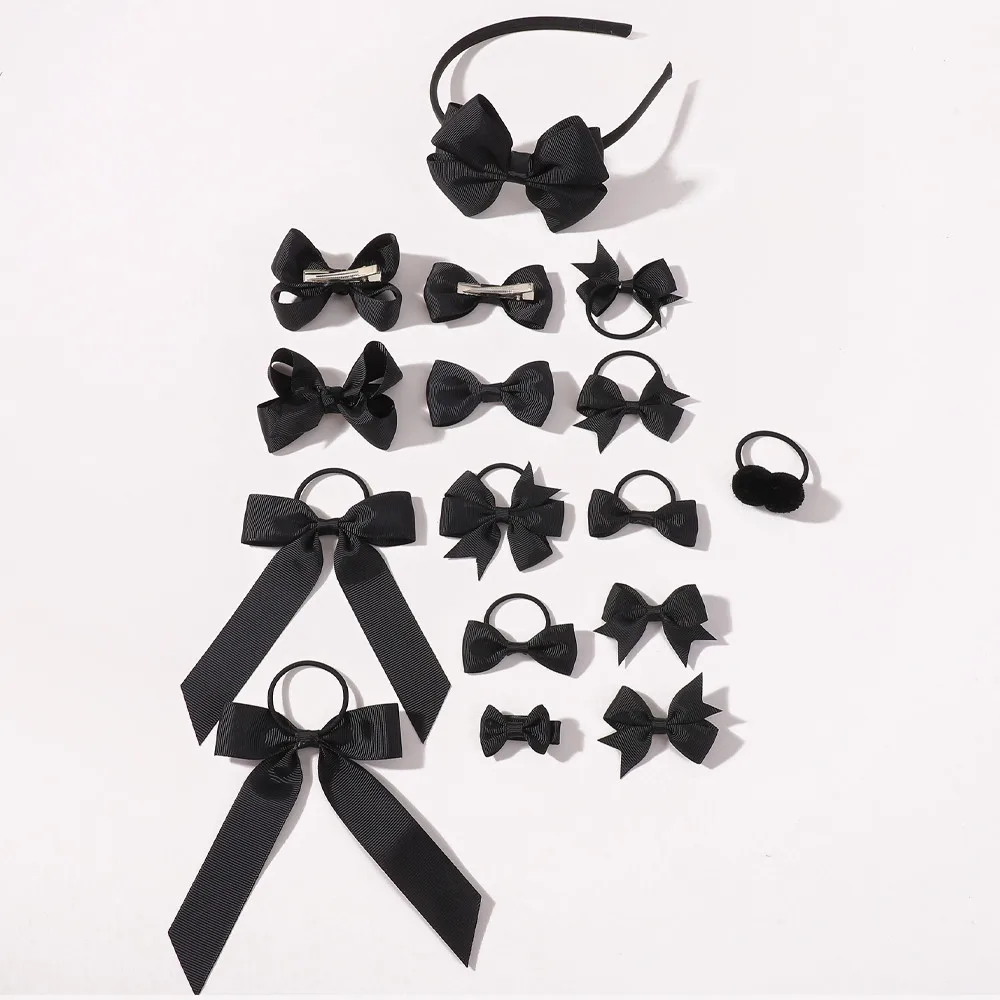 23 Stück solide Haarbögen, Stirnband, Haarspange, Haargummis für Kinder, Mädchen, Prinzessin, niedliche Schleife, Haarbänder, Kopfbedeckung, Haar-Accessoires-Set – Detail 1