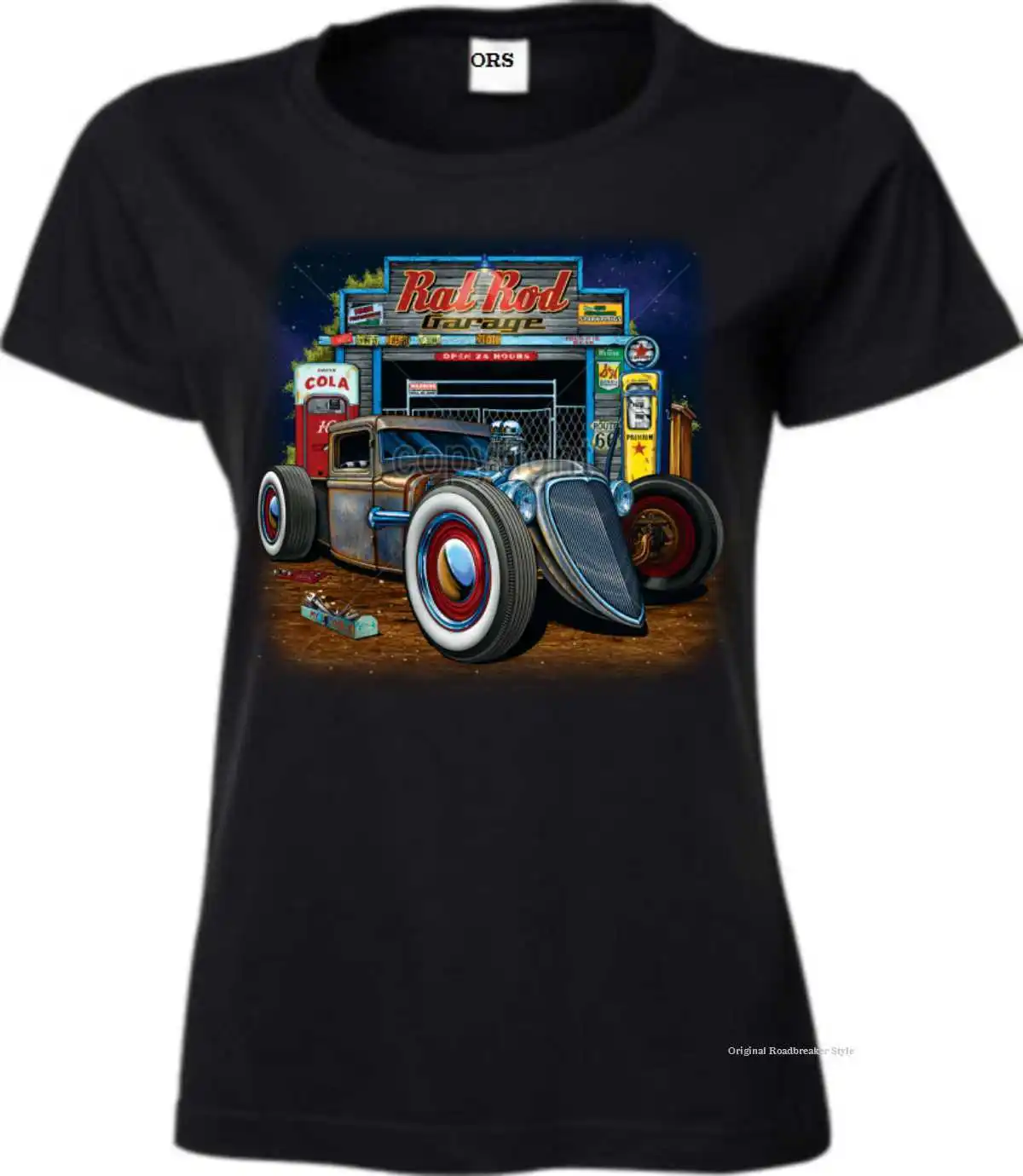 Maglietta Da Donna Black V8 Hot Rod Vintage 50 Style Motif Model Wheel Garage Maniche Lunghe O Corte