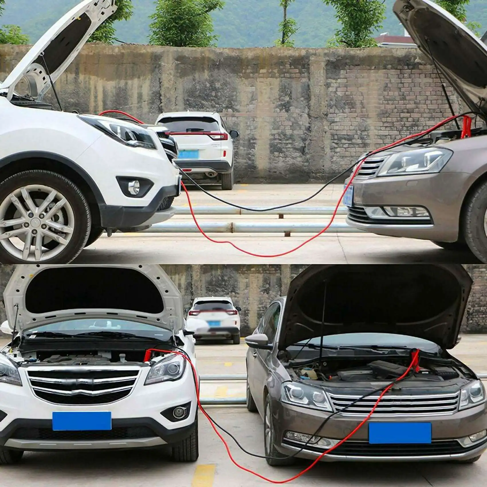 Car Battery Jumper Cable 6M 2000AMP Car Emergency Power Start Cable Whit Current Protector Car Battery Jumper Booster Line Copper Wire Clamps