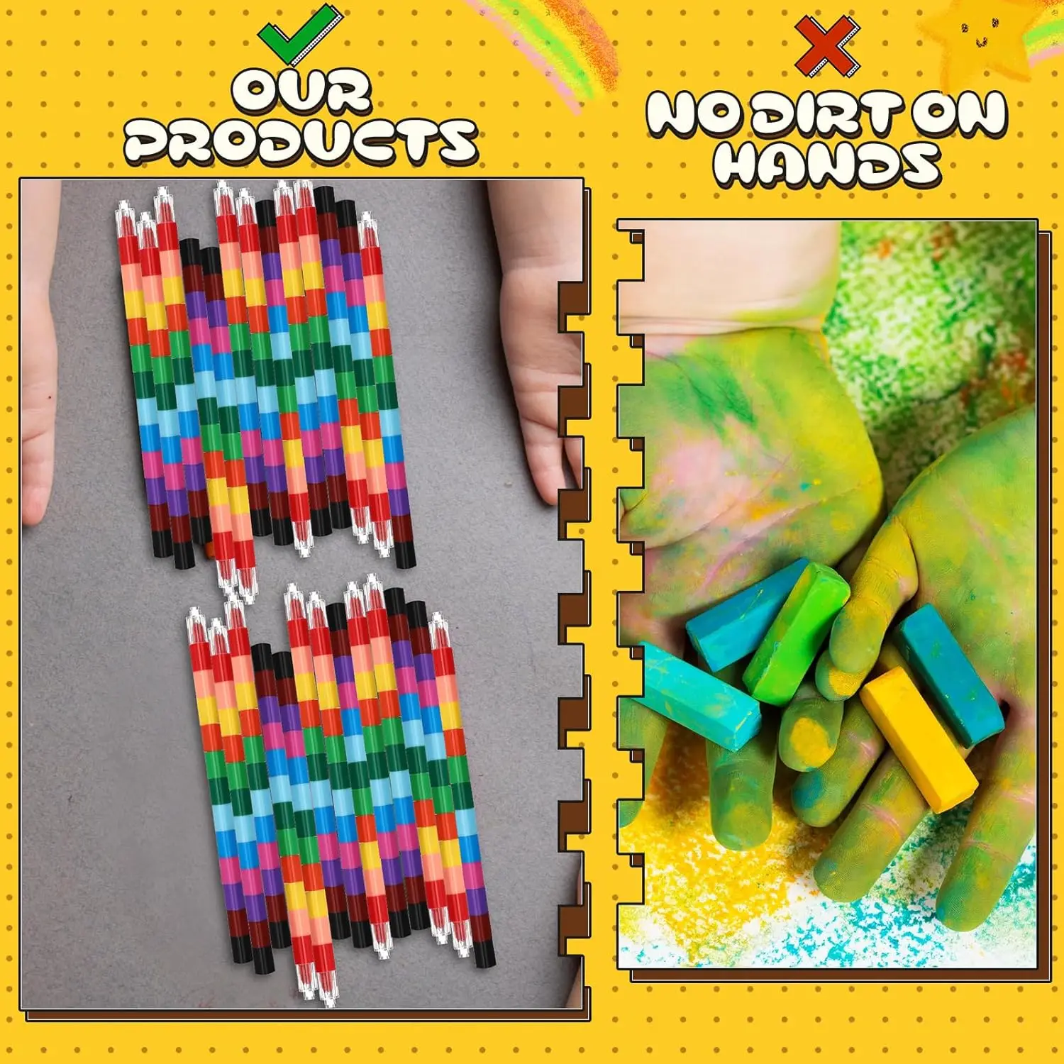 8 Pcs Stackable Crayons Stacking Buildable Crayons Colorful Stackable Crayons Party Favors DIY Rainbow Pencils, 12 Colors 6
