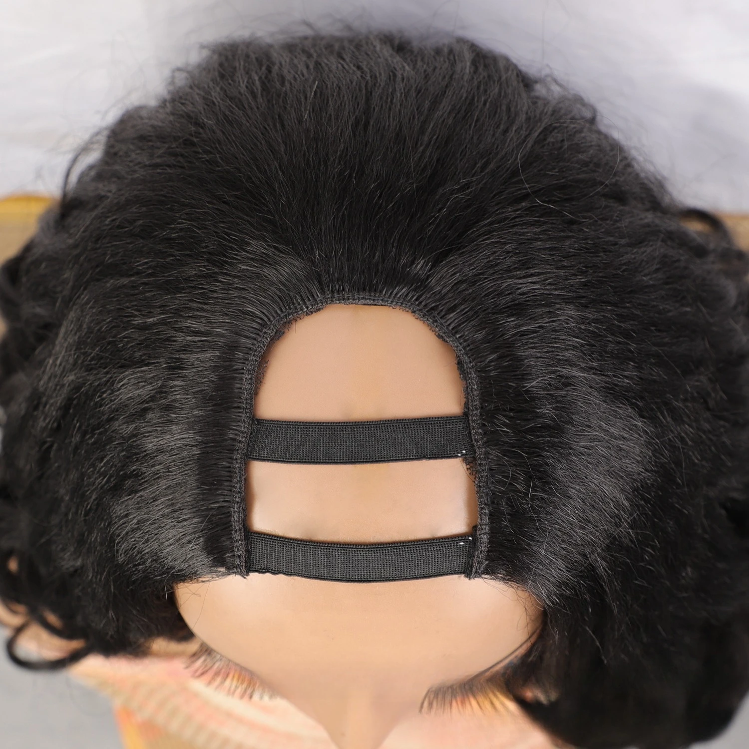 블랙 컬러 아프로 롱 야키 곱슬 합성 가발 여성용 U-파트 헤어 18인치 풍성하고 탄력 있는 헤어 노리브아웃 클립인 하프 가발