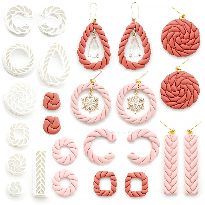 Hollow Ring Polymer Clay Cutter Twist Texture Polymer Clay Earring Mold DIY Holiday Party Earring Pendant Shape Pottery Tools polymer clay tools,pottery sculpting tools,clay sculpting tools,pottery tools,clay craft tool
