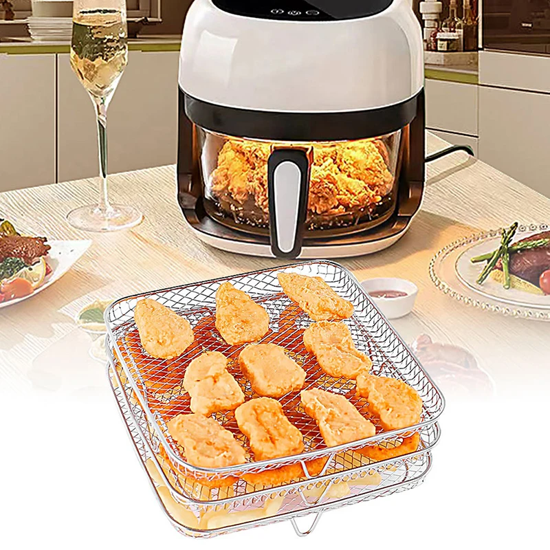 

Полка для фритюрницы, трехслойная Штабелируемая сетка, антикоррозийные бытовые приспособления для дома, выпечки, кемпинга, барбекю