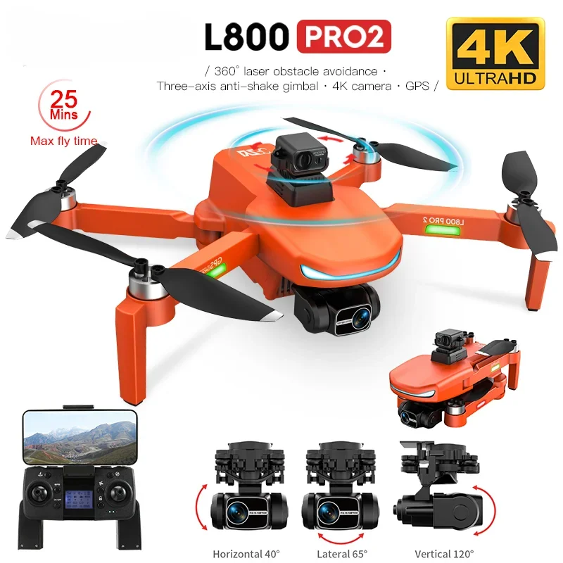 Профессиональный Дрон L800 PRO 2, камера 4K HD, GPS, Wi-Fi, 3-осевой стабилизатор Anti-shake, бесщеточный двигатель, для обхода препятствий, VS L900