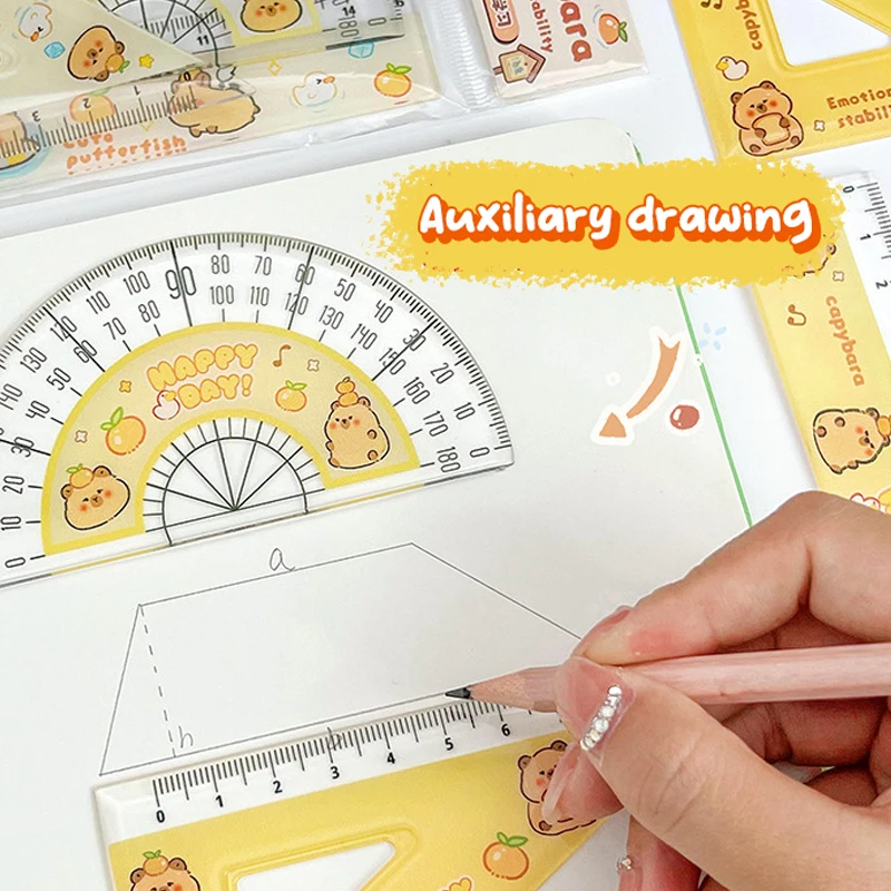 Capybara Cartoon Drawing Ruler Measurement Geometry Triangle Ruler Straightedge Protractor Rulers Stationery stationery set,stationery ruler