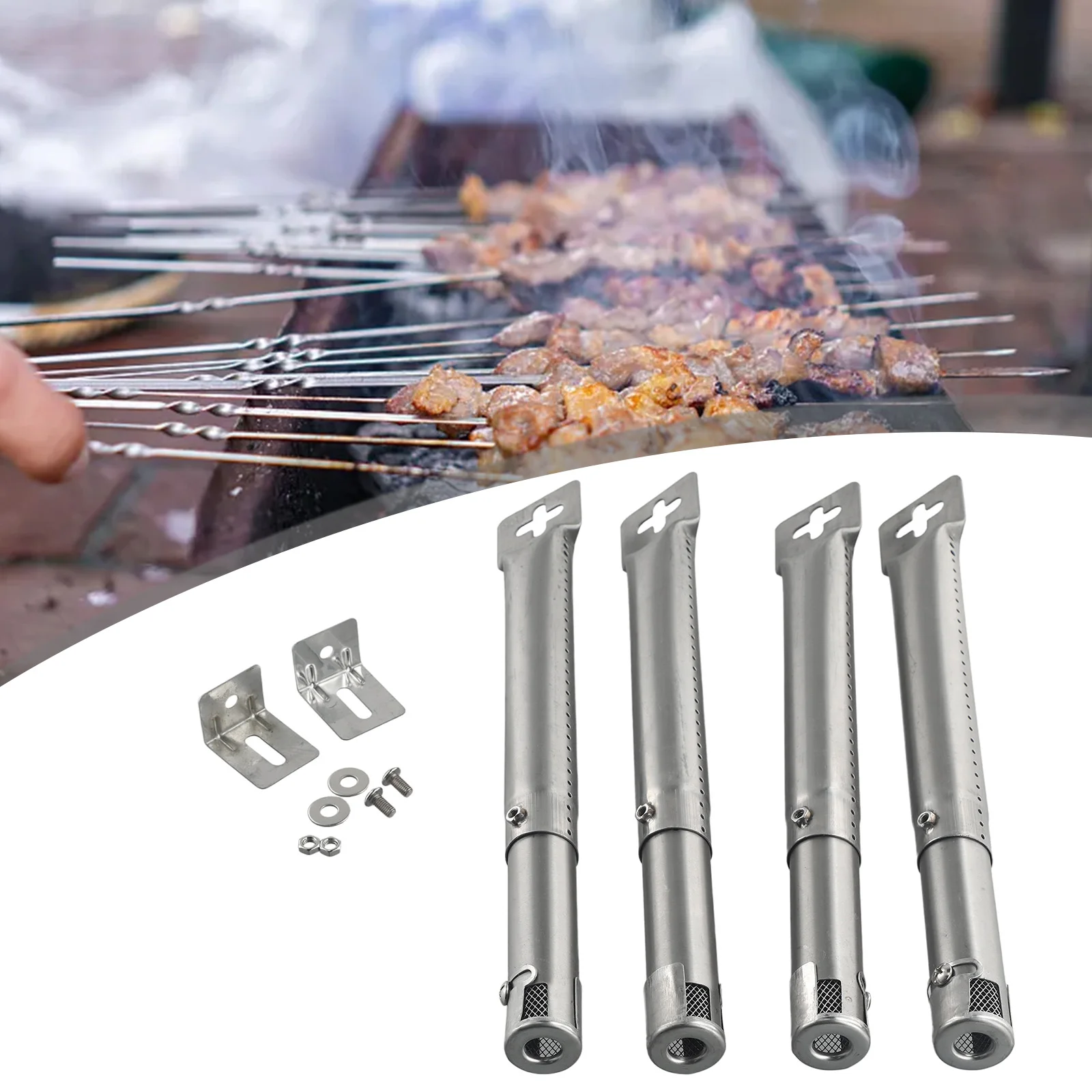 

Accessory Tube Burners Adjustable Universal BBQ Yard Barbecues Garden Gas Heavy Duty Heavy duty Outdoor Silver