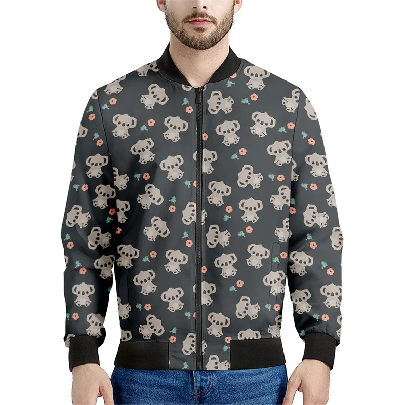 thumbnail image 1 of Chaqueta con cremallera y estampado 3D de animales de dibujos animados para hombre, chaqueta informal de calle con cremallera, sudadera estilo aviador para primavera y otoño, 1 of 5