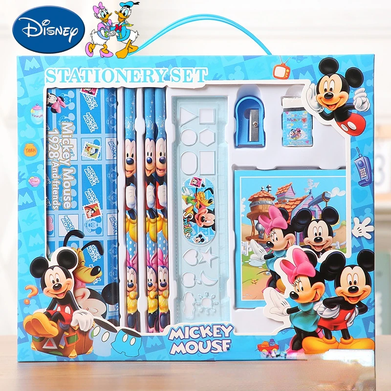 Disney Juego papelería de Mickey Mouse, de regalo, bonitos dibujos animados, útiles escolares para estudiantes y estuche para lápices, regla, sacapuntas| | - AliExpress