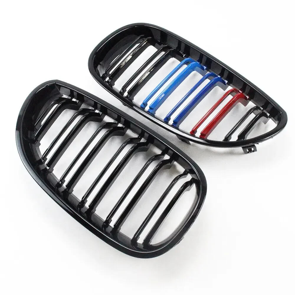 ڵ   ׸  ̽ ׸ ׸ BMW E60 E61 5 ø 2003-2009 Gloss Black Auto New Double Slat