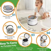 Foldable Training Toilet Foldable Portable Car Potty Lightweight 176lbs Capacity Portable Travel Mobile Potty With Travel Bags 2