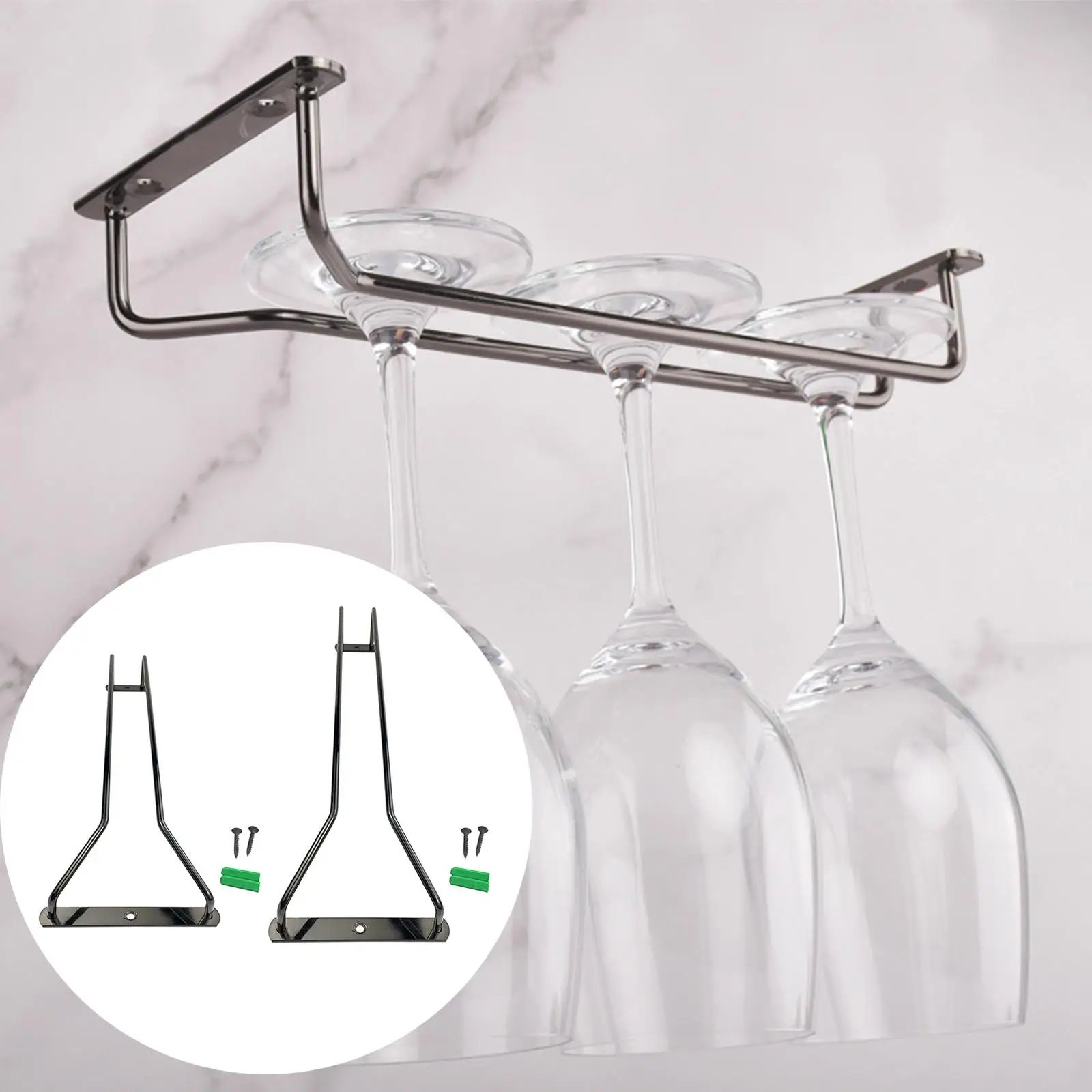 under Cabinet Glass Holder, with Screws Iron Black Cup Rack, for Storage Cabinet 5