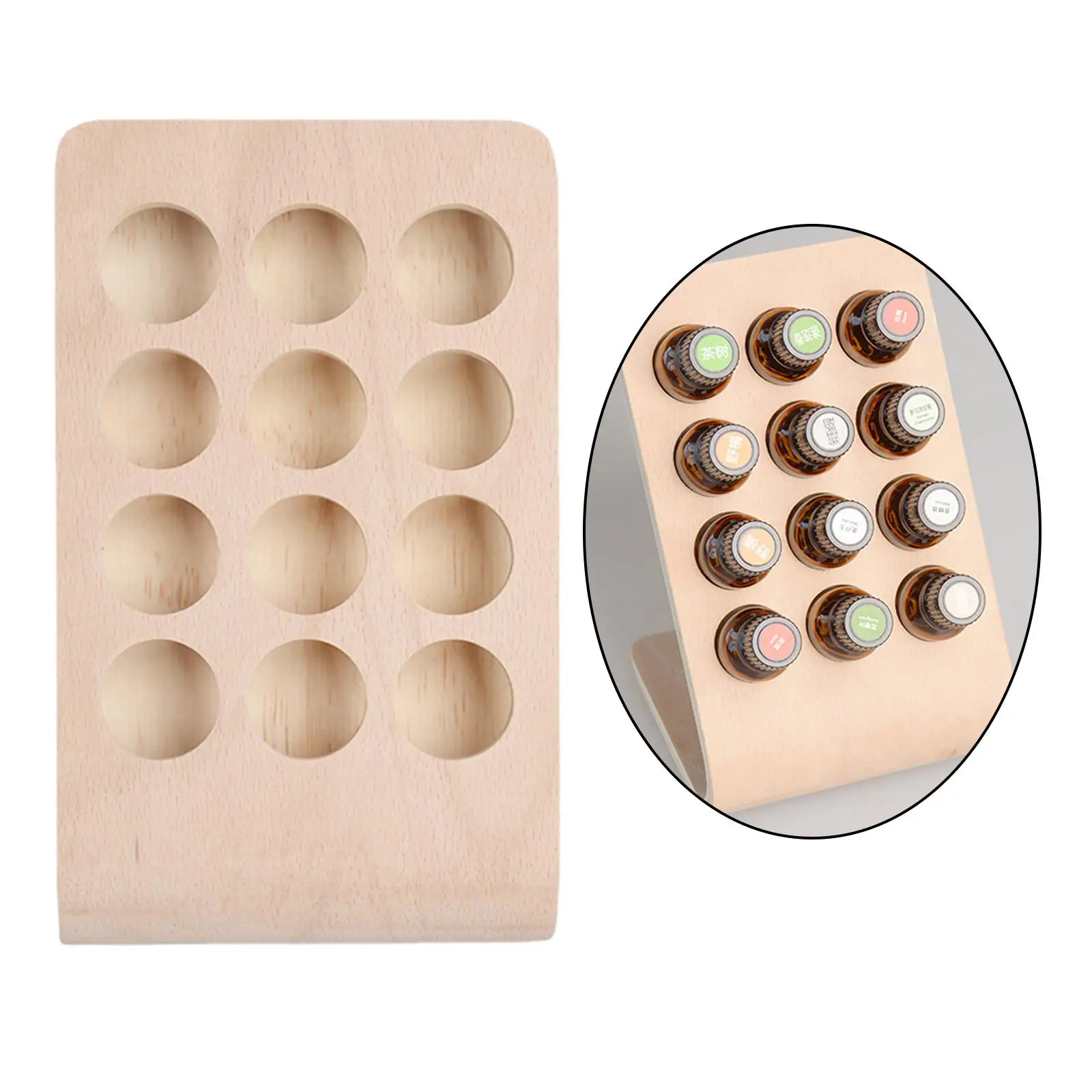 나무 오일 디스플레이 스탠드 거치대, 마사지 스파용, 12 홀, 15ml