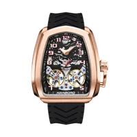 Montre mécanique automatique pour homme HANBORO Racing, boîtier irrégulier, or rose, double tourbillon, cadran rouge ajouré, montre de sport de luxe 985 2