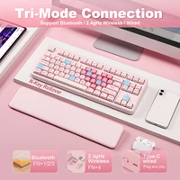 YUNZII B87 Pink Mechanical Gaming Keyboard, QMK/VIA Custom Gasket RGB Keyboard, Wireless Aesthetic Keeb, Wrist Rest for Win/Mac - Image 3