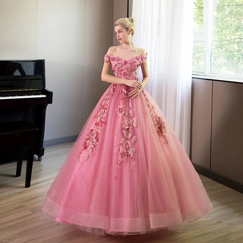 

Exquisite Quinceanera Dresses New Off The Shoulder Floral Lace Ball Gown Sweet Classic Vestido Debutante Shining Long Vestidos