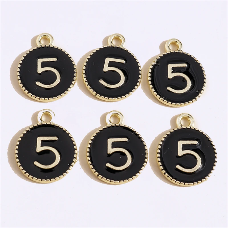 Duarte 20 Stück/Lot niedliche Emaille-Anhänger mit der Nummer 5 für die Schmuckherstellung, Ohrringe, Halsketten, Armbänder, DIY-Bastelzubehör