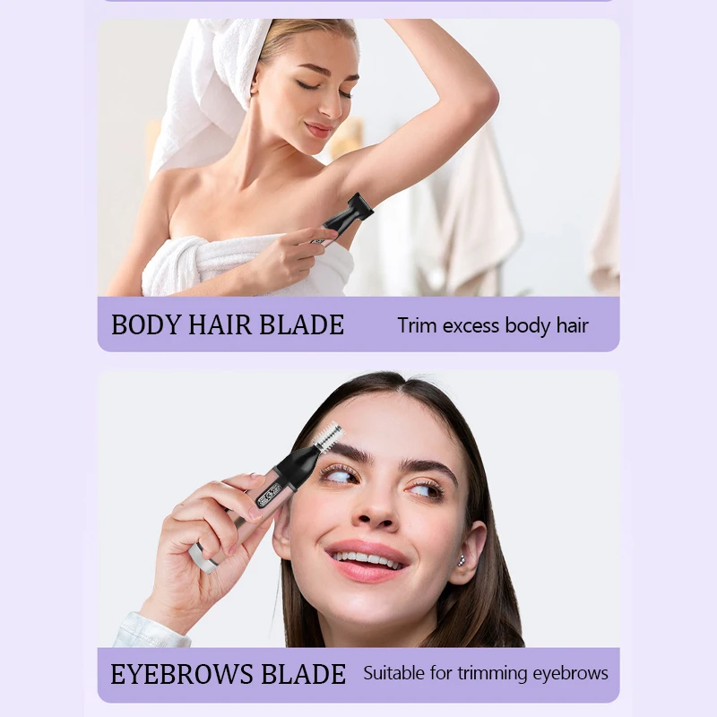 Kemei 6660 4in1 Rechargeable Micro Nose Hair Trimmer Beard Grooming For Men Eyebrow Hair Removal Nose Ear Shaver Cut Cleaner