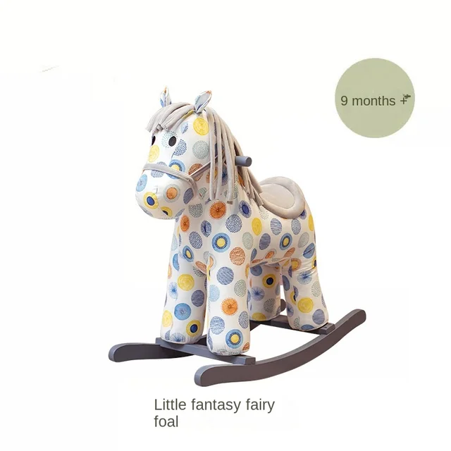 LazyChild 2-8 Year Old Children Rocking Horse Safety Baby Trojan Horse Toddler Rocking Chair Gift Solid Wood Rocking Horse 1