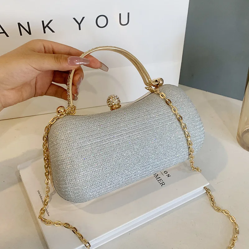 2023 Fashion Gold Diamond Evening Bags Luxury Handbag Elegent Chain Women Shoulder Crossbody Bag Wedding Party Clutch Bags Pouch