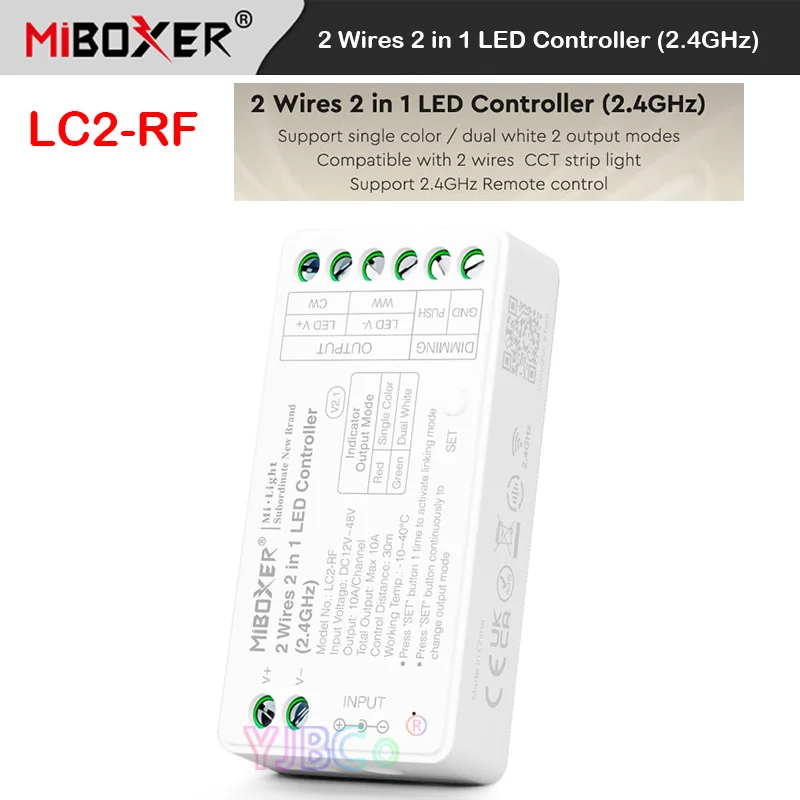 Miboxer 2.4G 2 in 1 LED Strip tape Controller Single color Dual white Lights dimmer for DC 12V 24V 2 Wires CCT COB led Strips