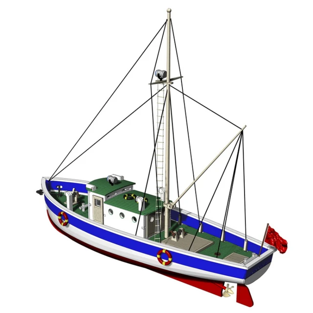 RC Version 1:14 NAXOS Small Fishing Boat Model Assembled Wooden Boat Model  Kit Scientific Equipment