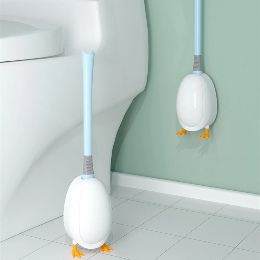 

Silicone Toilet Brush Water Leak Proof with Base Wall-mounted Floor-Standing Long Handled Cleaning Brush Bathroom Accessories