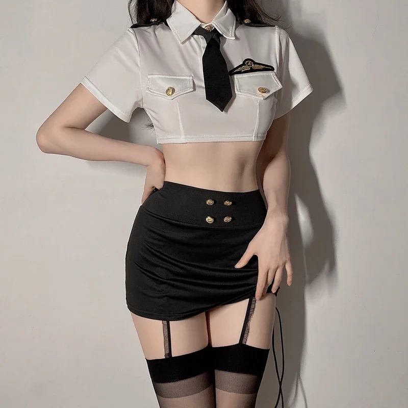 

Sexy Lingerie Police Uniform Female Cop Slinky Skirt Hot Sheath Dress Policewoman Outfit Roleplay Costumes Women Officer Cosplay