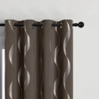 4PCS Blackout Curtains Grommet Thermal Insulated Room Darkening  With Wave Foil Printed For Bedroom 4