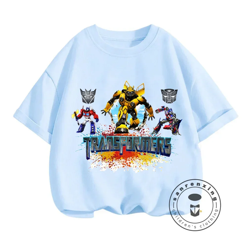 Transformers Cartoon Prints for Summer Coolness Stylish Boys' T-shirts with O-neck Design American Edition for Elastic Children 5