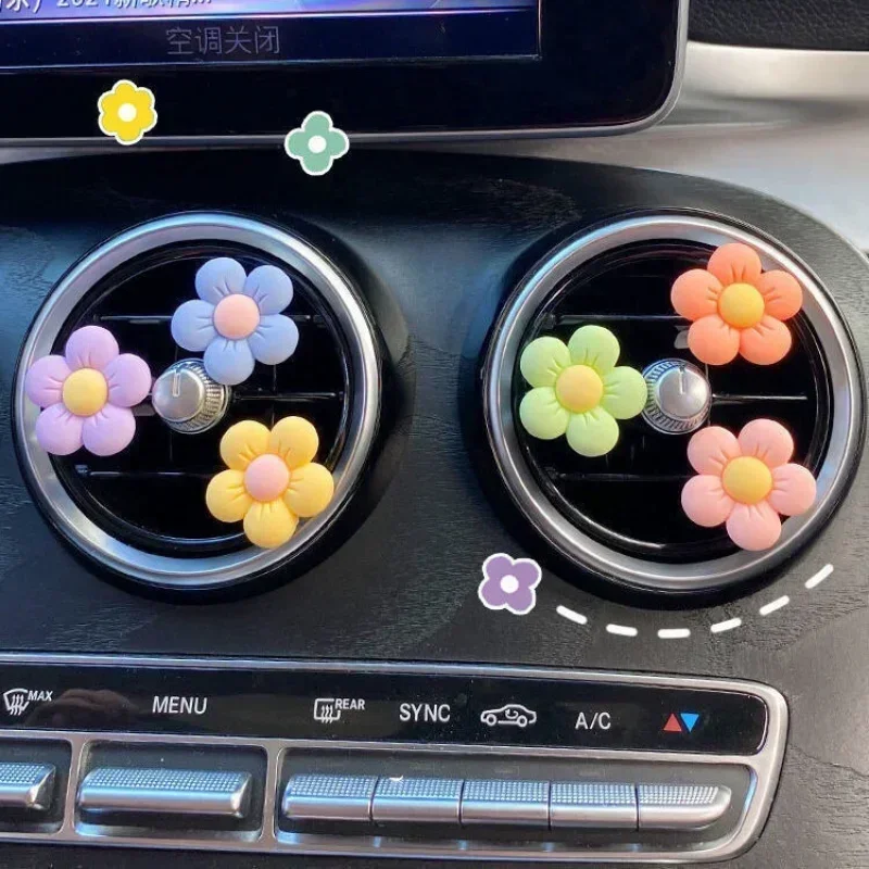 Cute Flower Car Perfume Clip Aromatherapy Air Conditioning Ventilation Ornaments Car Interior Decoration Supplies Car Scent