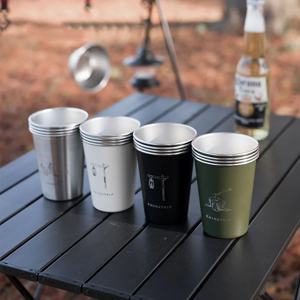 

4PCS Outdoor Cup Set 350ML 304 Stainless Steel Camping Hiking Picnic Water Tea Beer Coffee Milk BBQ Tumblers Portable Mug Glass