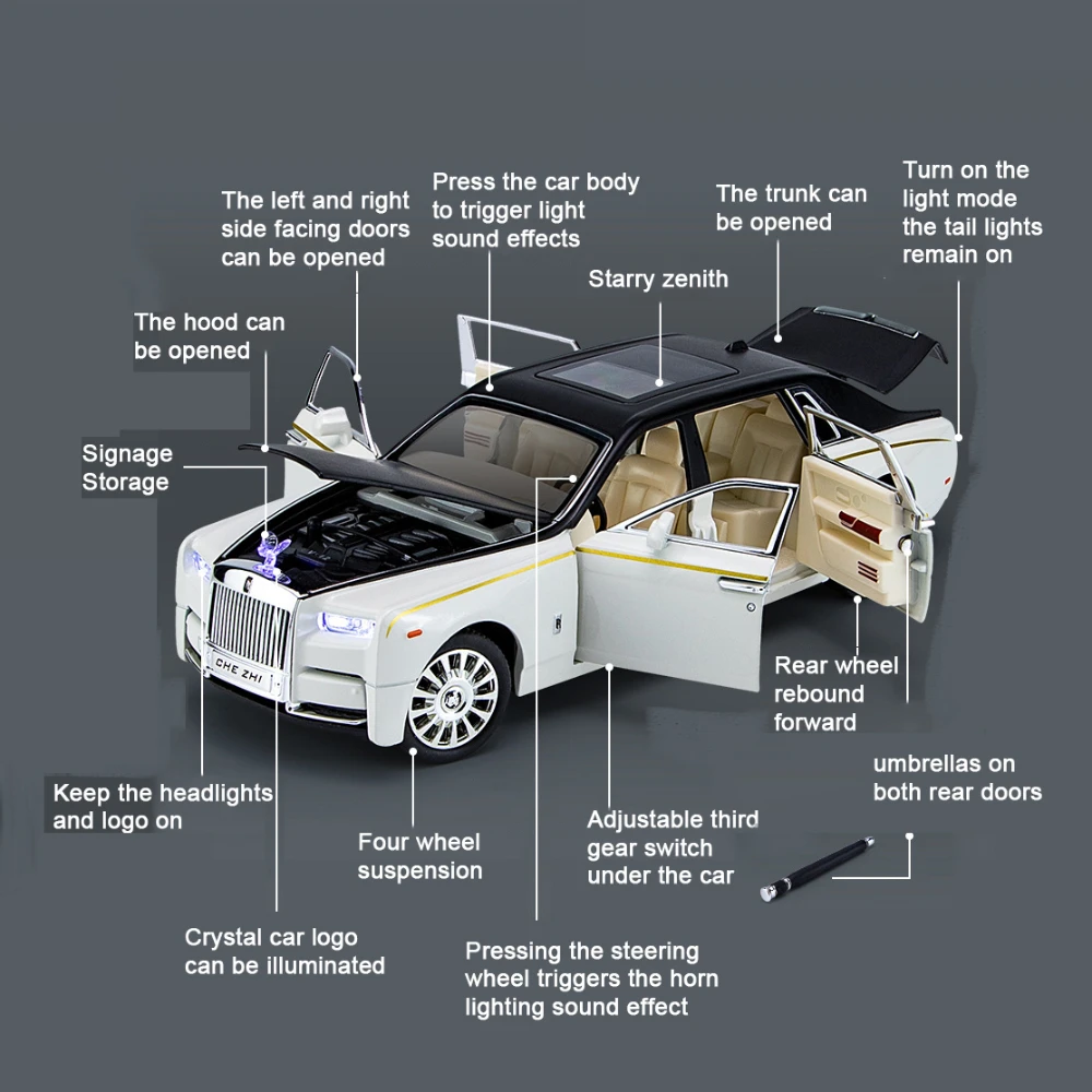 A3【動作確認済】Rolls-Royce Phantom　ファントム　ミニカー A3 【動作確認済】ロールスロイス ファントム ホワイトブラック