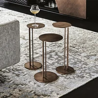 Petite table basse en fer métallique, table d'appoint amovible, table ronde dorée, classique et moderne, luxe 1