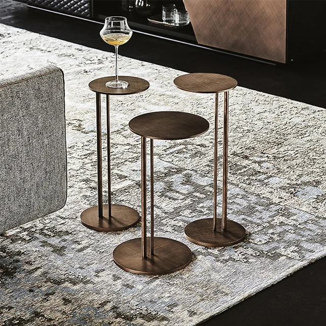 Petite table basse en fer métallique, table d'appoint amovible, table ronde dorée, classique et moderne, luxe 1