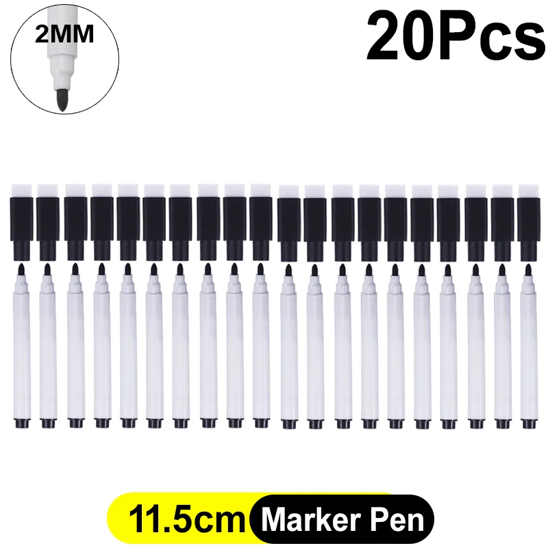 Magnetic Black Dry Erase Markers with Eraser Cap for Home, Office, and School Use