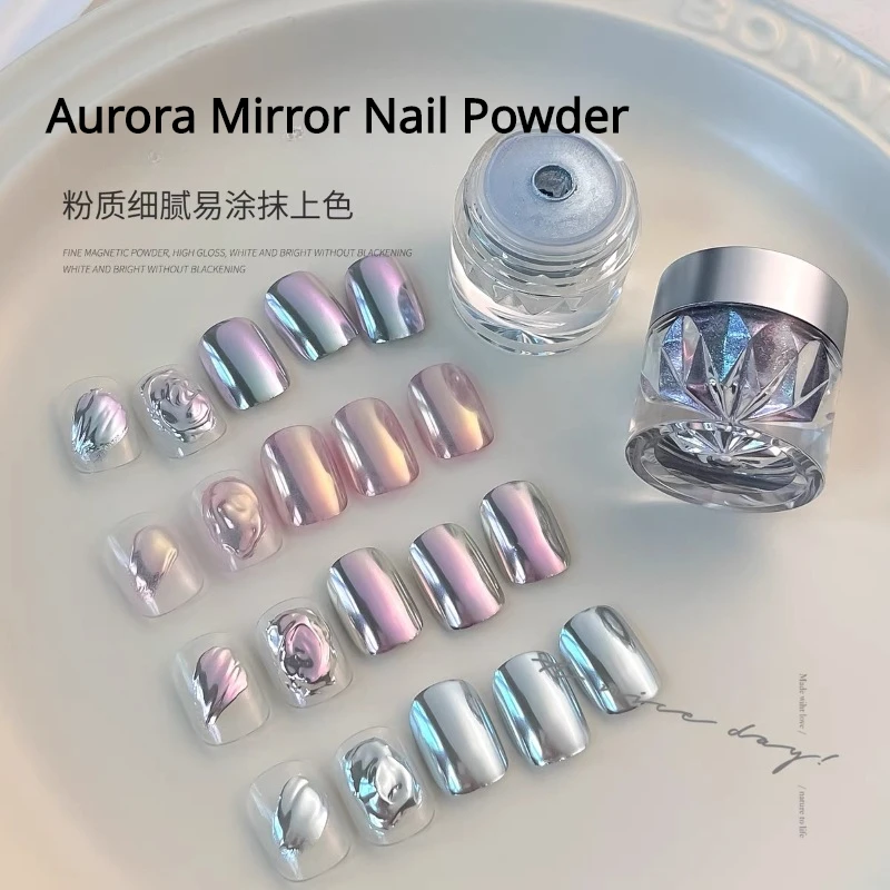 Silk Mirror Aurora Nail Powder Glitter Dust Chrome Powder Shell Mirror Pigment Nail Art Decoration